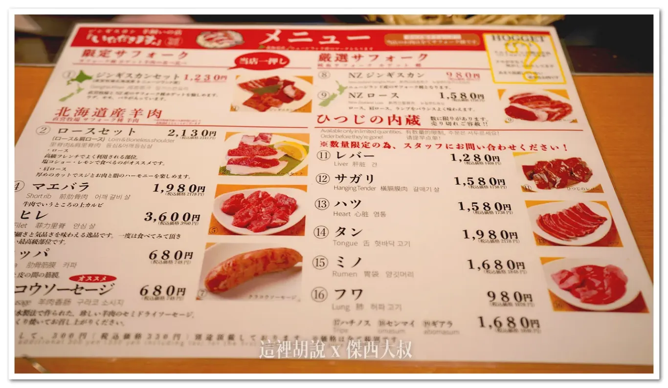 菜單上有簡單的中英文翻譯 2024.11版本菜單