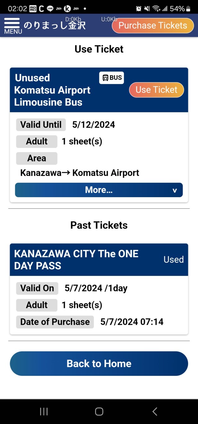 選擇剛剛購買的車票(會有USE TICKET)因為傑西前面還有買觀光巴士,所以就會有多張車票