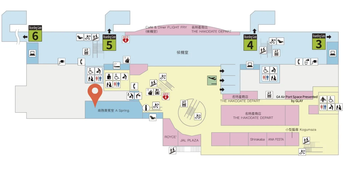 位於二樓國內線出發口一旁從國際線聯通道走過來的話也是二樓